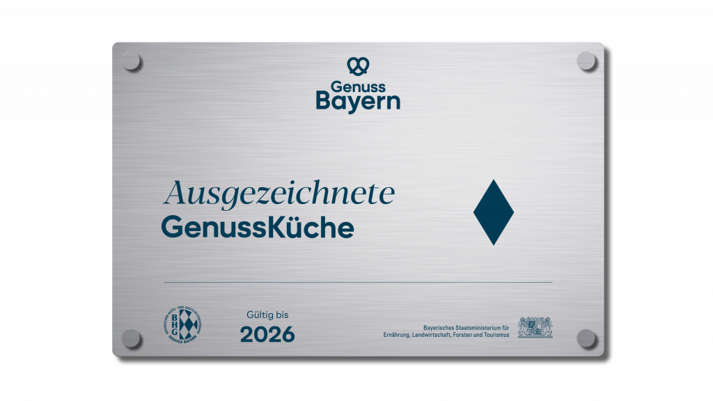 Ausgezeichnete Genussküche Bayern, Wirtshausschild, eine Raute